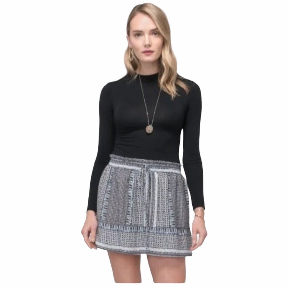 NWT Greylin Keeley Printed‎ Smocked Tie Skirt S Mixed Dot Print Navy blue